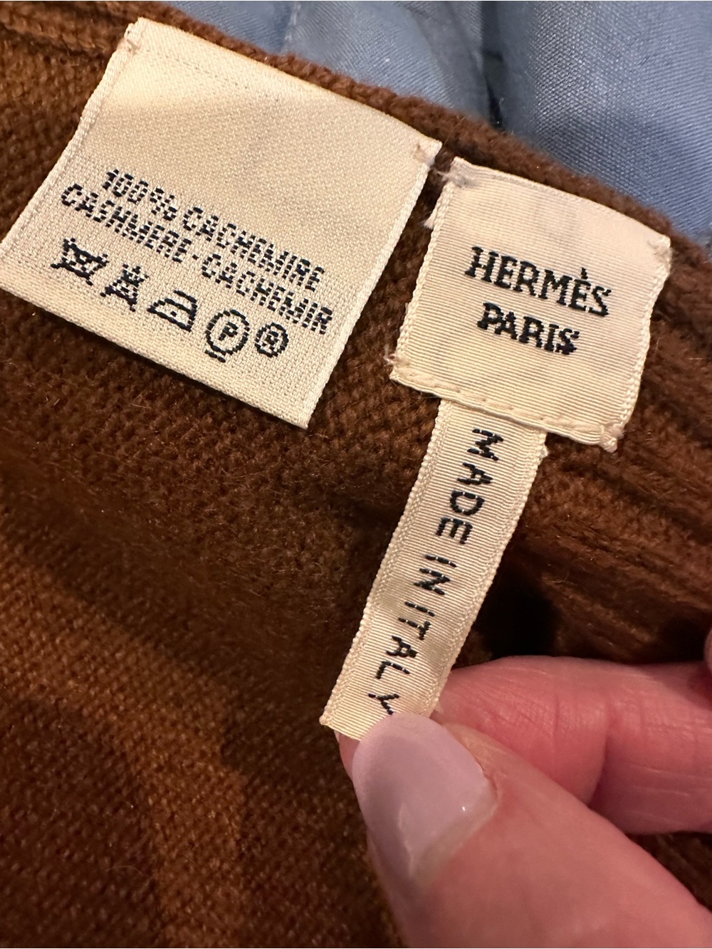 Hermès Paris 100% Cashmere Knit Scarf Brown Made in Italy NWOT Luxury - Picture 10 of 13